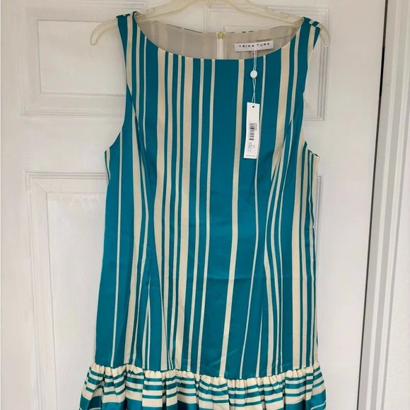 Trina Turk | Dresses | Worn Once Trina Turk Rain Dress Size Gorgeous Marine  Blue Stripe Mini Dress | Poshmark